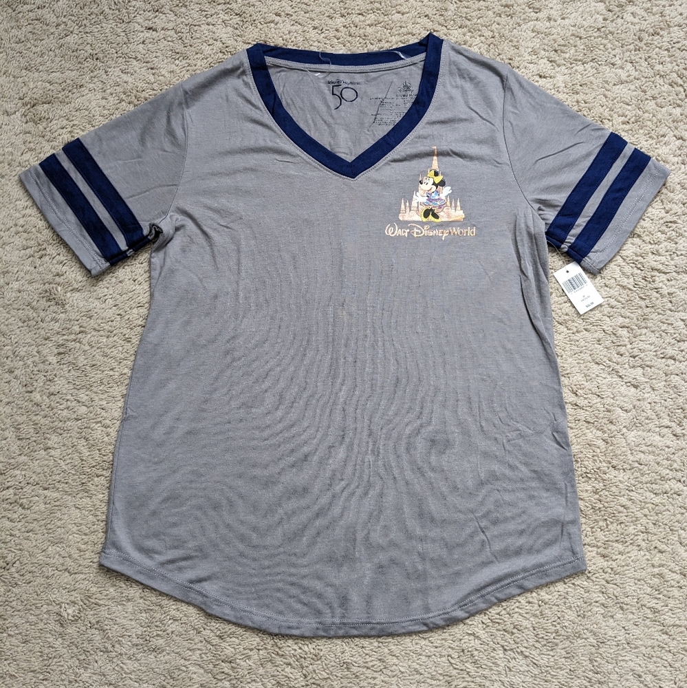 Disney Parks 50th Anniversary Varsity Ringer Tee NWT